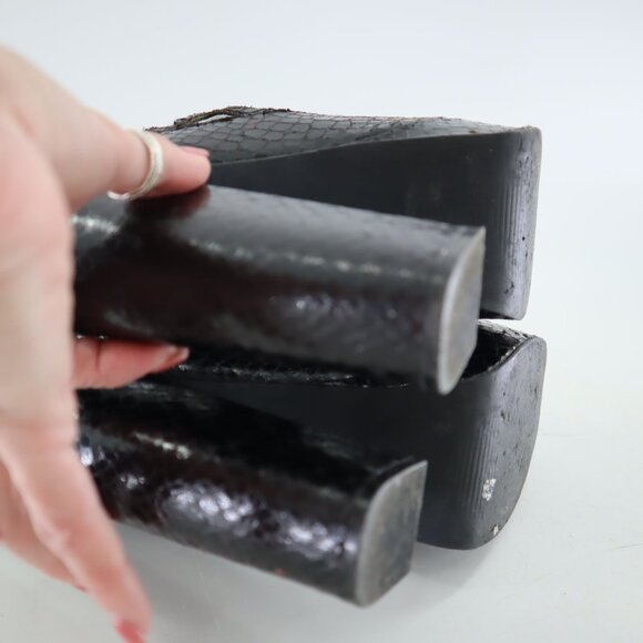 Mia Gilly Platform Heels Womens 8M Black Y2K Strappy Snakeskin Edgy Clubbing 90s - Picture 6 of 11